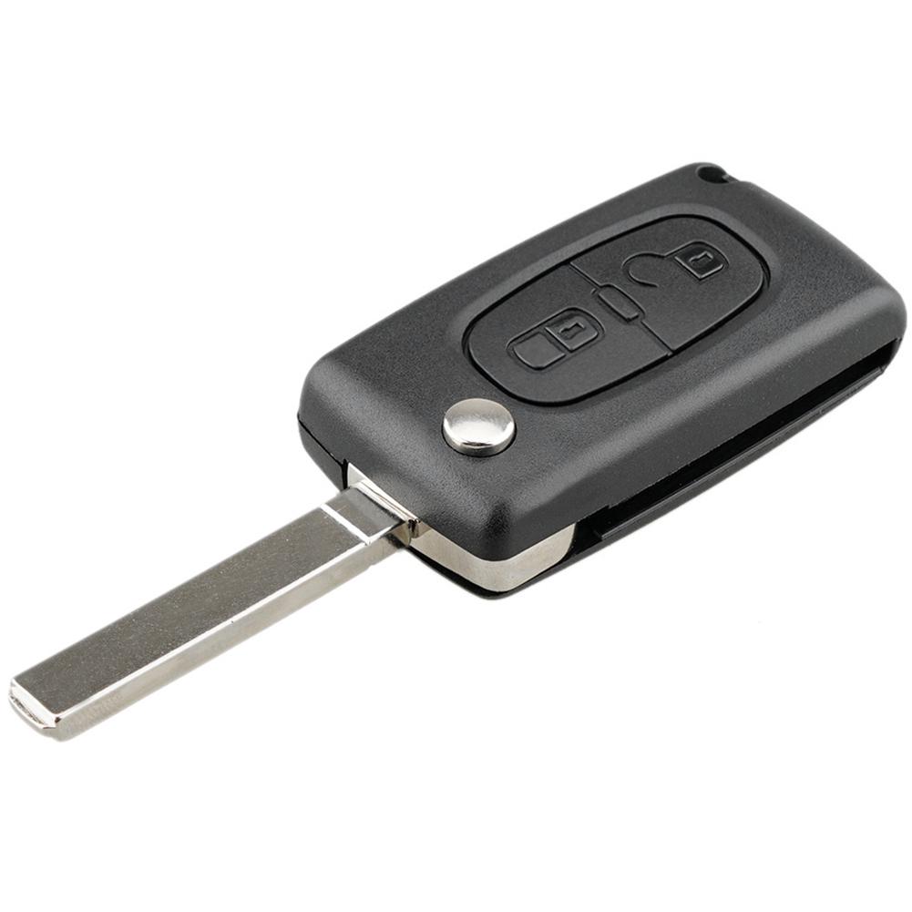 2 Buttons Flip Folding Key Case Black Remote Flip Folding Key Shell Cover Case for Peugeot 207 307