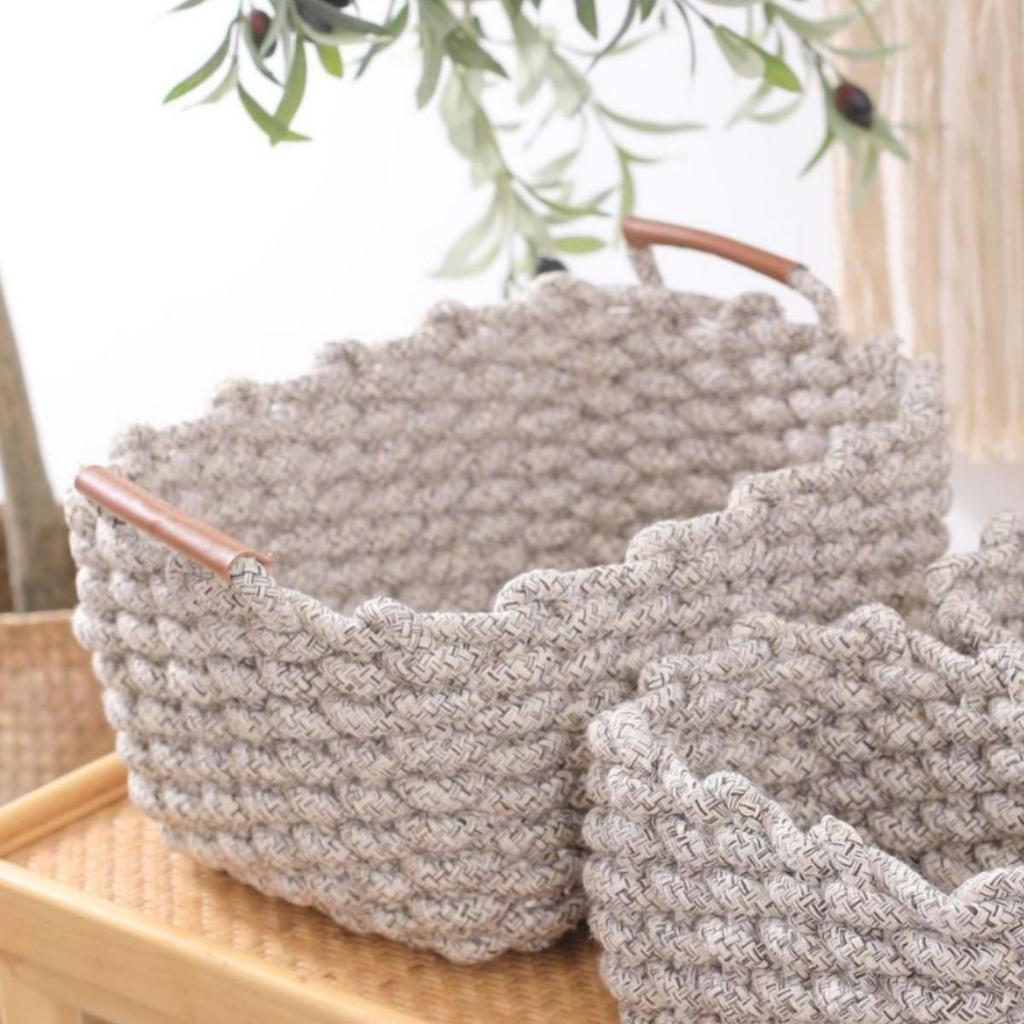 Sundries Cotton Rope Storage Baskets: Large & Small Cosmetic Organizer for Lipsticks & Eyeshadows