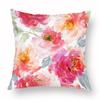 Spring Watercolor Floral Pillowcase Pink Rose Decorative  Sofa Living Room Bed  Home