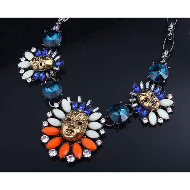Exaggerated Retro Mixed-Color Gemstone Short Collarbone Necklace, Women'S Jewelry, Can Be Mixed