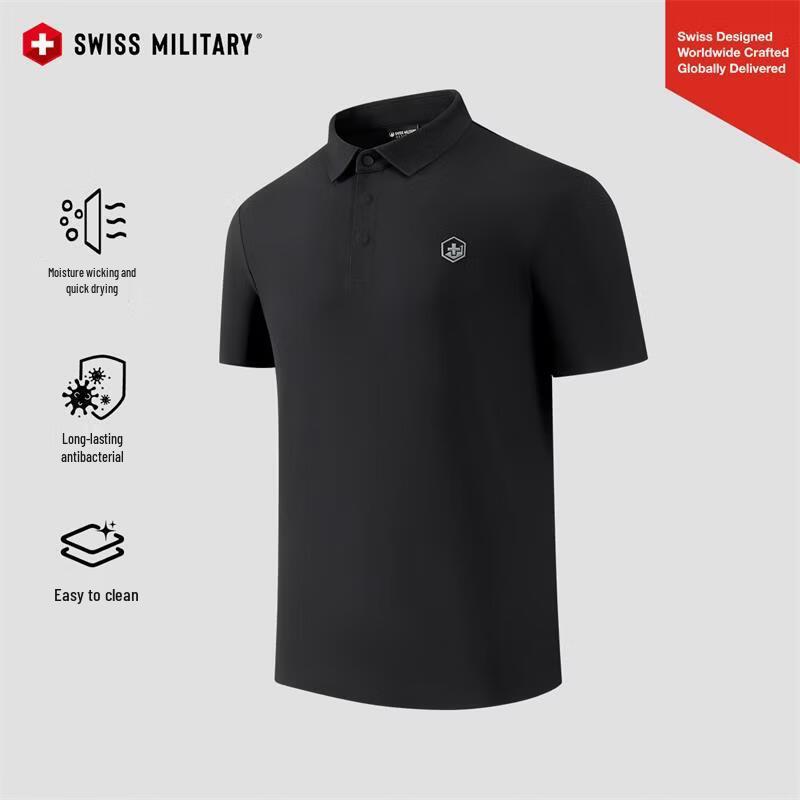 SWISS MILITARY Men s Quick-Dry Polo Shirt 2XL чёрный