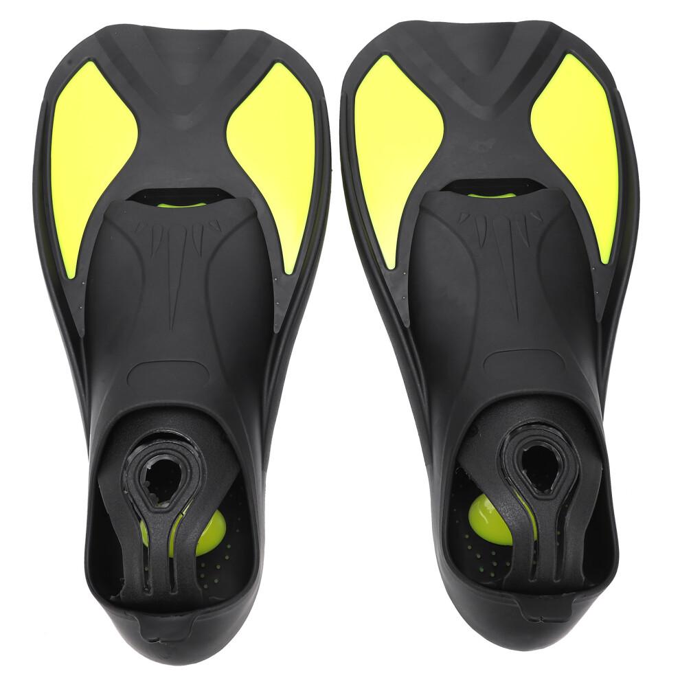 (Black Yellow XS) Outdoor Swimming Fins Soft Snorkel Diving Adult Shoes Black Yellow S