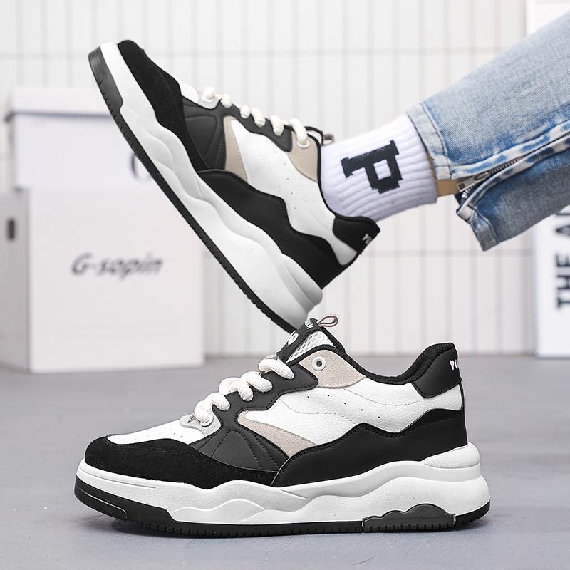 Fashion Skateboard Casual Sneaker Men's Autumn Sneakers Round Toe Fashion Leather Shoes Non-slip Shoes Soft and Comfortable