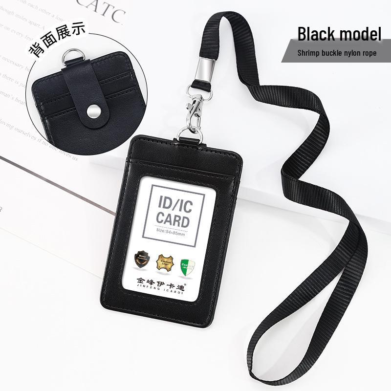 Retractable Leather ID Badge Holder with Multiple Card Slots