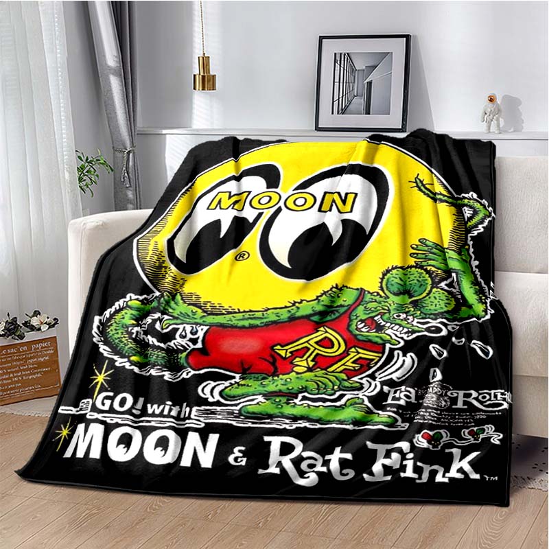 Rat Fink Retro Monster Graphic Print Flannel Blanket Cozy Warm Throw Sofa Bedroom Present Indoor Home Party Lounge Decor