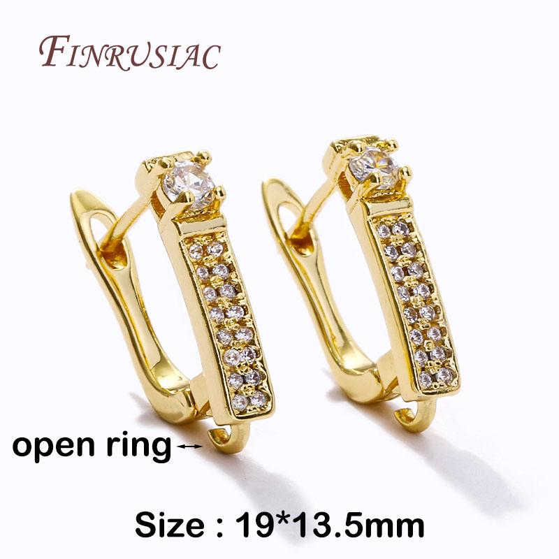 Basic Copper Earwires Fasteners Fittings 18K Gold Plated Inlay Zircon Earring Clasp Hooks for DIY Fashion Women Earrings Making
