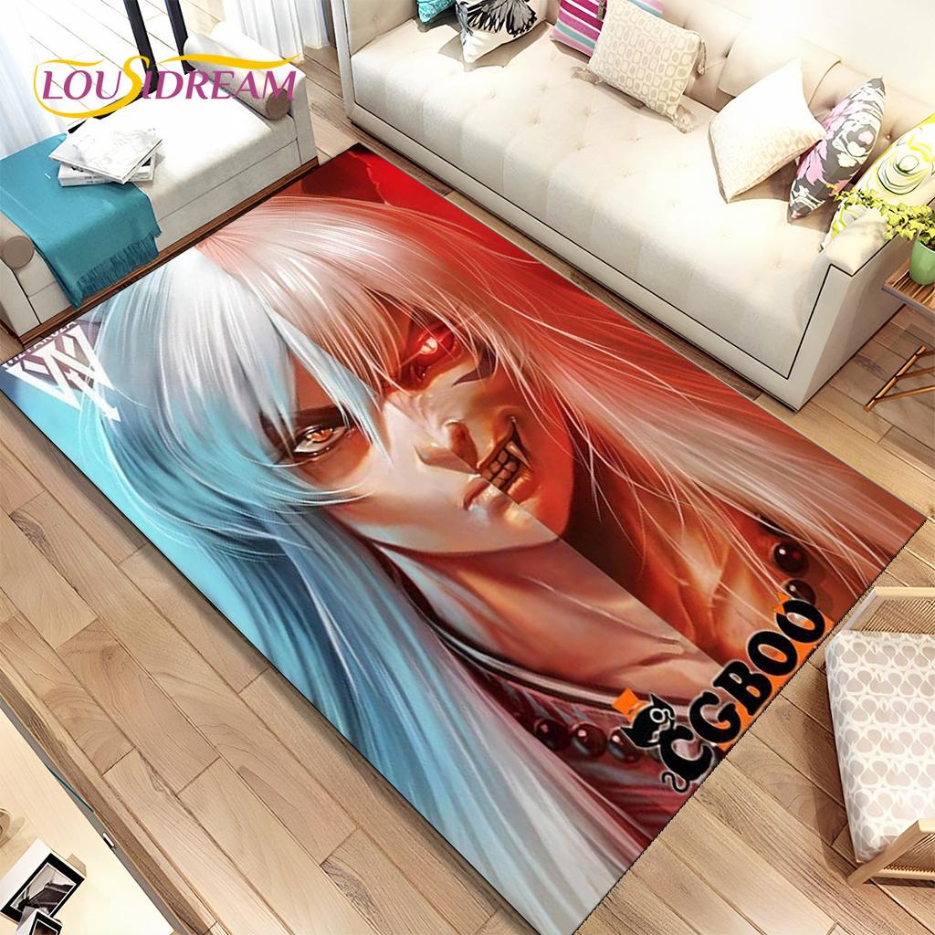 Anime Inuyasha Cartoon Area Rug Large,Carpet Rug for Living Room Bedroom Sofa Doormat Decoration,kids play Non-slip Floor Mat 3D
