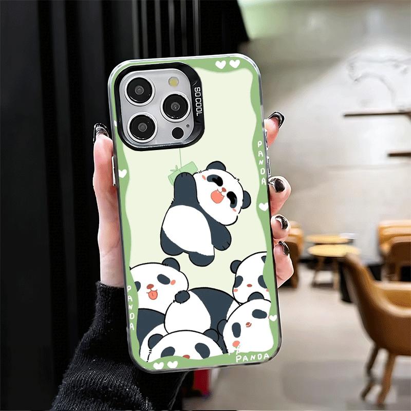 Cute Cartoon Panda Shockproof Phone Case for iPhone 17 Air 16 16E 15 Pro Max 14 Plus 13 Mini 12 Back Cover Anti Fall Fundas