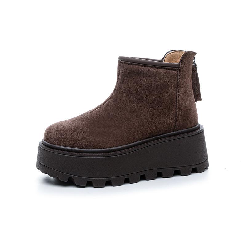 

Европейские зимние ботинки женские толстая подошва 2025 зима повседневная мода универсальные низкие толстый бархат теплые короткие ботинки задняя молния женские ботинки 40