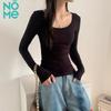 NOMe Retro U-Neck Long Sleeve Slim Fit T-Shirt