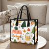Cute Cartoon Print Canvas Tote Bag Casual Large Capacity Handbag for Daily Use