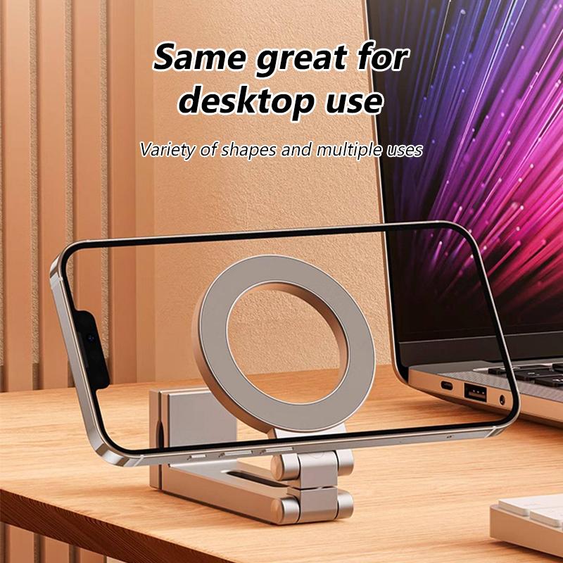 Foldable Phone Holder Magnetic Stand 360 Dual-sided Rotating Phone Clip Portable ABS Tripod Mobile Holder For Car Navigation