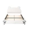 Upholstered Bed Beautiful Children's Bed, 140 x 200 cm, Bear Shape. Single Bed made of Skin-Friendly Velour, White