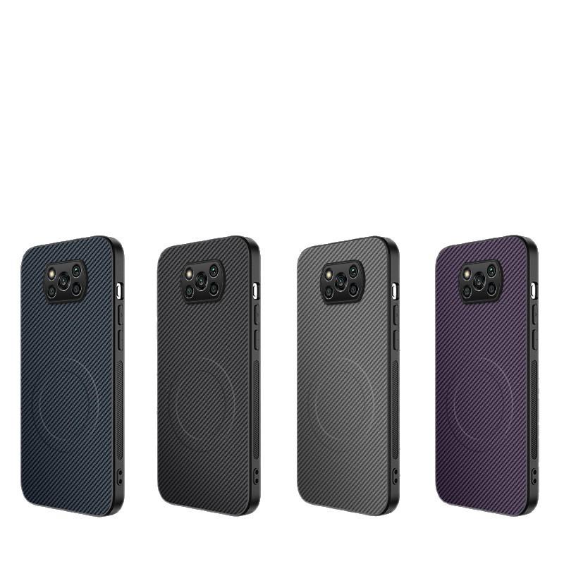 Xiaomi POCO X3 MagSafe Carbon Fiber Leather Texture Case with Full Lens & Drop Protection