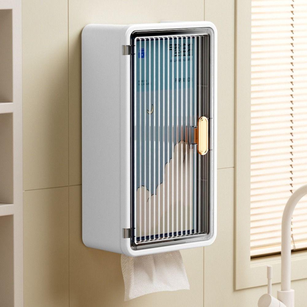 Large Capacity Bathroom Storage Box Wall Mounted Extractable Tissue Box for Home