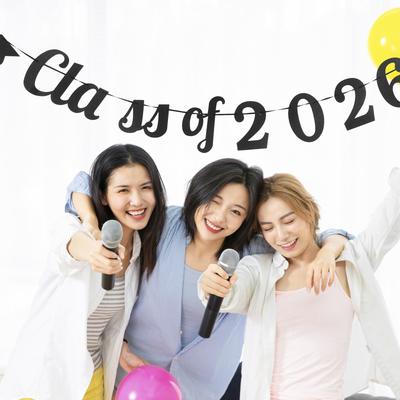 Class of 2026 Graduation Banner Decoration Glitter Garlands 300Cm High School College Grad Party Supplies Senior Photo Backdrop