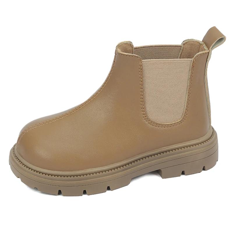 2024 Children Leather Short Boots for Girls Autumn Winter New Fashion Korean Style Anti-slippery Soft Bottom Versatile Chic Shoe