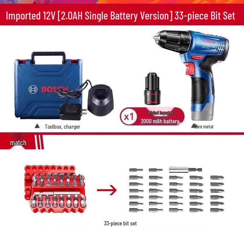 Bosch 12V Cordless Drill/Driver GSR120-Li CN plug (adapter included)