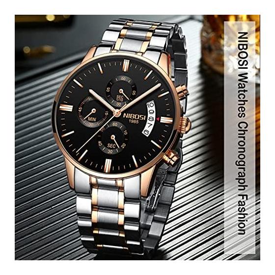 Watch Men's Arm Watch Big Face Chronograph Business Brand Analog Stylish Casual Metal Band Stainless Steel Gentleman Men's Date Fluorescent Luxury