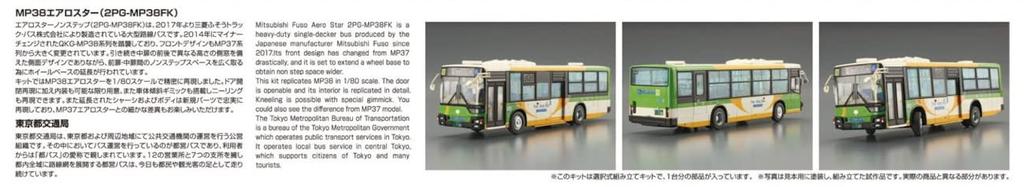 Aoshima Bunka Kyozai Working Vehicle Series 9 Mitsubishi Fuso MP38 Aero Star Tokyo Metropolitan Bureau of Transportation Plastic Model Kit Co., Ltd.