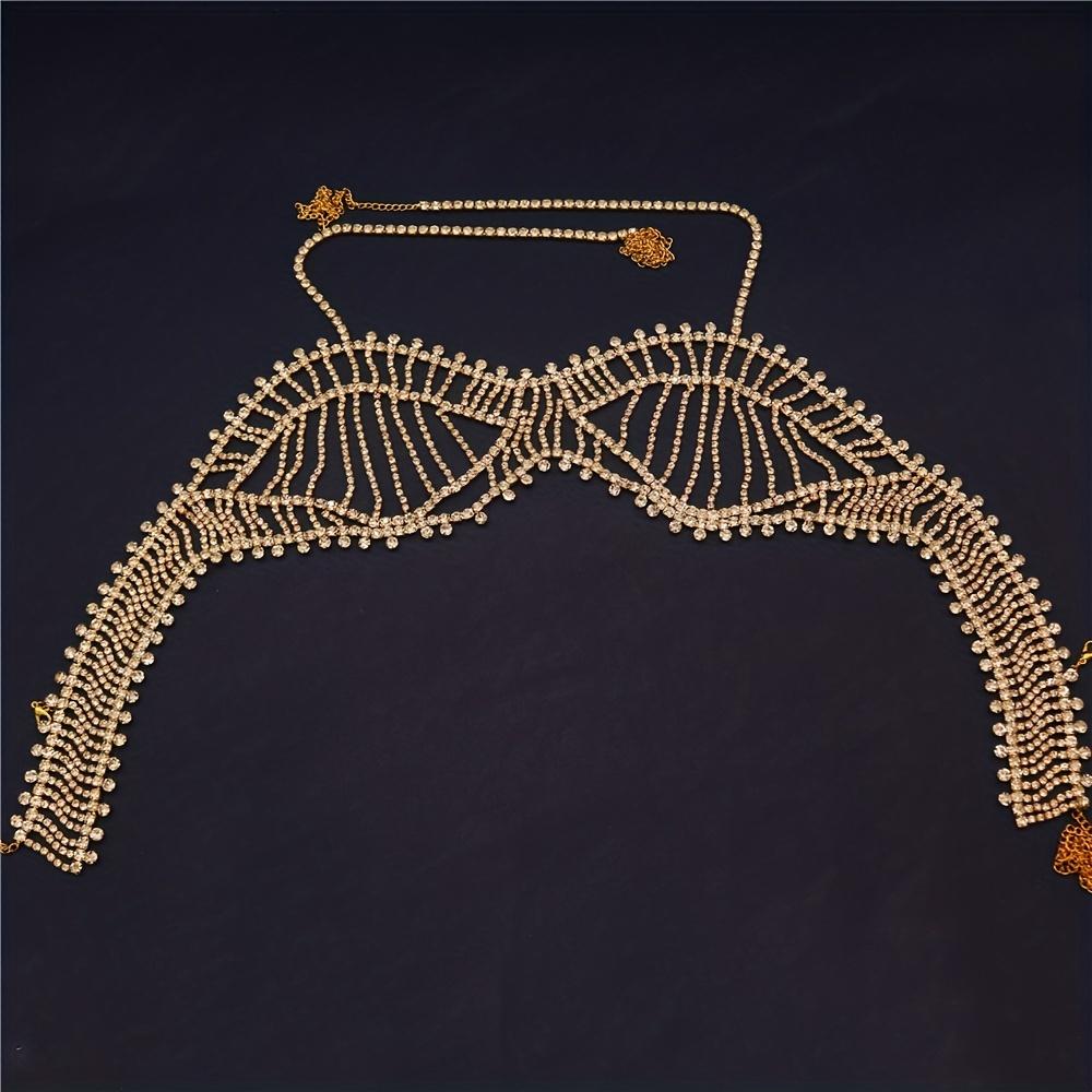 

Полая цепочка для бюстгальтера с кисточками и стразами на груди, сексуальная цепочка для украшения нижнего белья