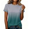 Women's Casual Pullover Short Sleeve T Shirt Gradient Color Crew Neck Top Lightweight Soft Fabric Summer Basic Tee