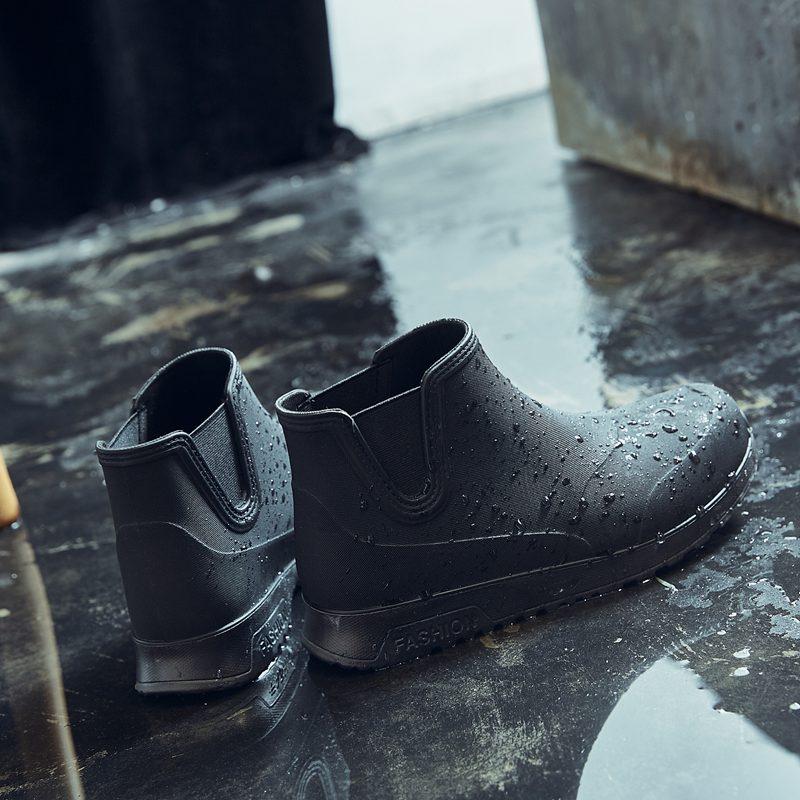 Rain shoes kitchen labor protection rain boots short tube car wash water shoes outdoor fishing wear-resistant rubber shoes