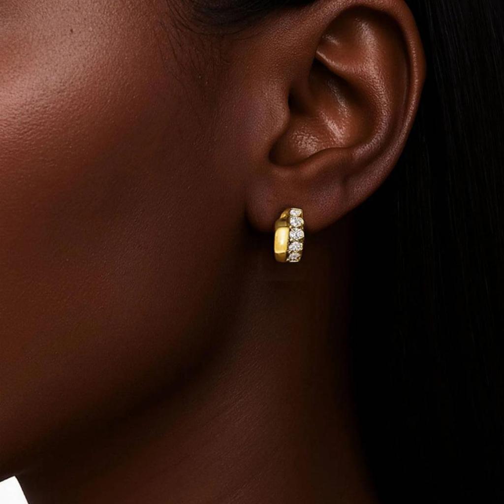 Niche High-End Zirconia Inlaid Metal Ear Cuffs - Vintage European & American Light Luxury Style Earrings