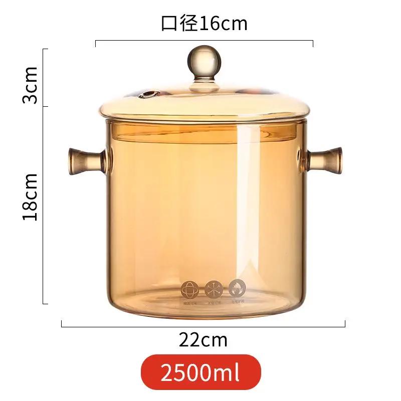 High Borosilicate Glass Saucepan for Cooking, Clear Cooking Pot, Gas Open Fire, High Temperature Resistant, Cookware, New, House