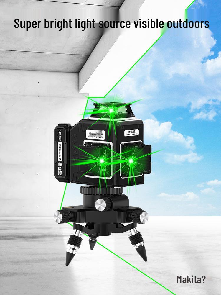12-Line Green Laser Level with 8-Line Red Infrared Projection, 3D Blue Light, Wall-Mounted, High-Precision Automatic Laser by Mai Taibao.