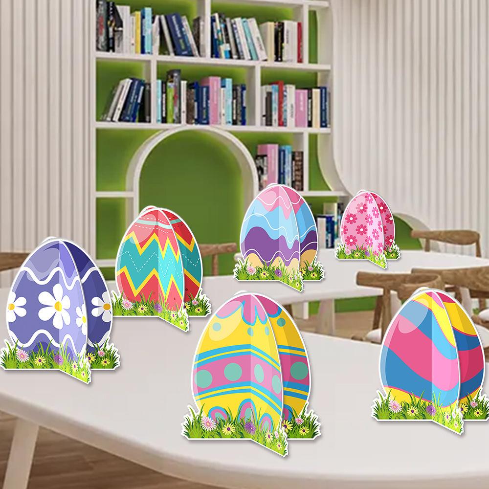 6pcs Easter Paper Easter Egg Three-dimensional Decoration, Desktop Decoration, for Rabbit Carnival, Parties, Home Decoration.
