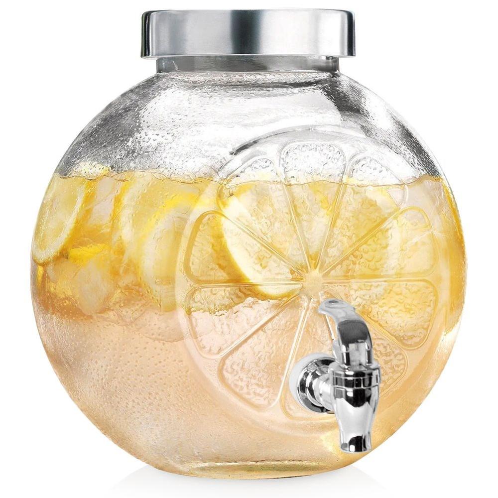 Lemon-Shaped Glass Beverage Dispenser with Tap 5.4L