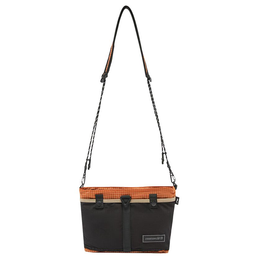 Li Ning Outdoor CF Tracing Polyester Shoulder Bag, Crossbody Bag Unisex Basic Black & Flame Orange ABDW257-5