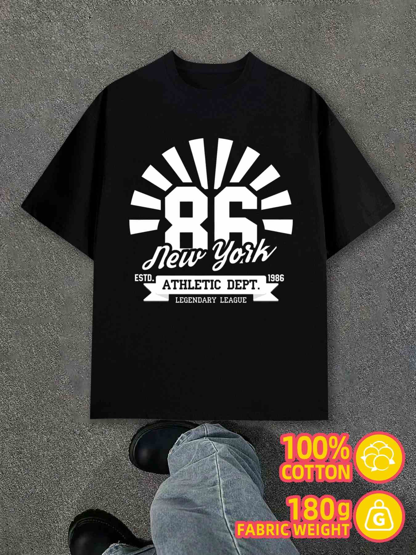 T-Shirt Y2K Ny 86 Athletic Dept Black Regular Fit XL