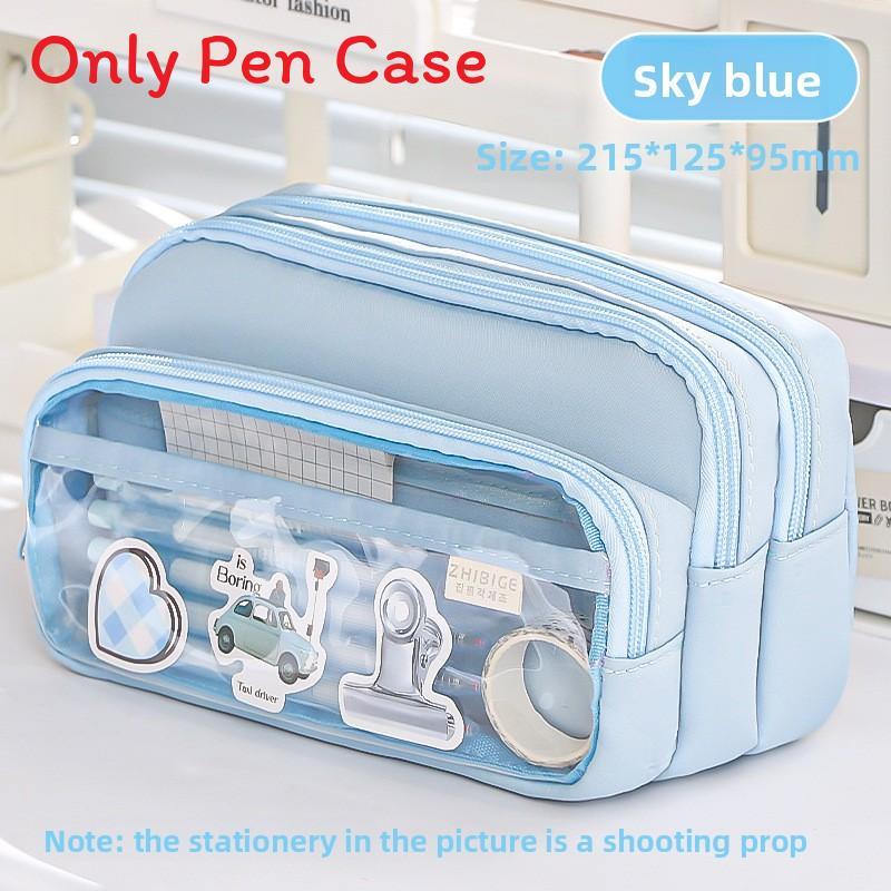 Transparent Pencil Case Large Capacity With Multi Function Design For Students And Office Use