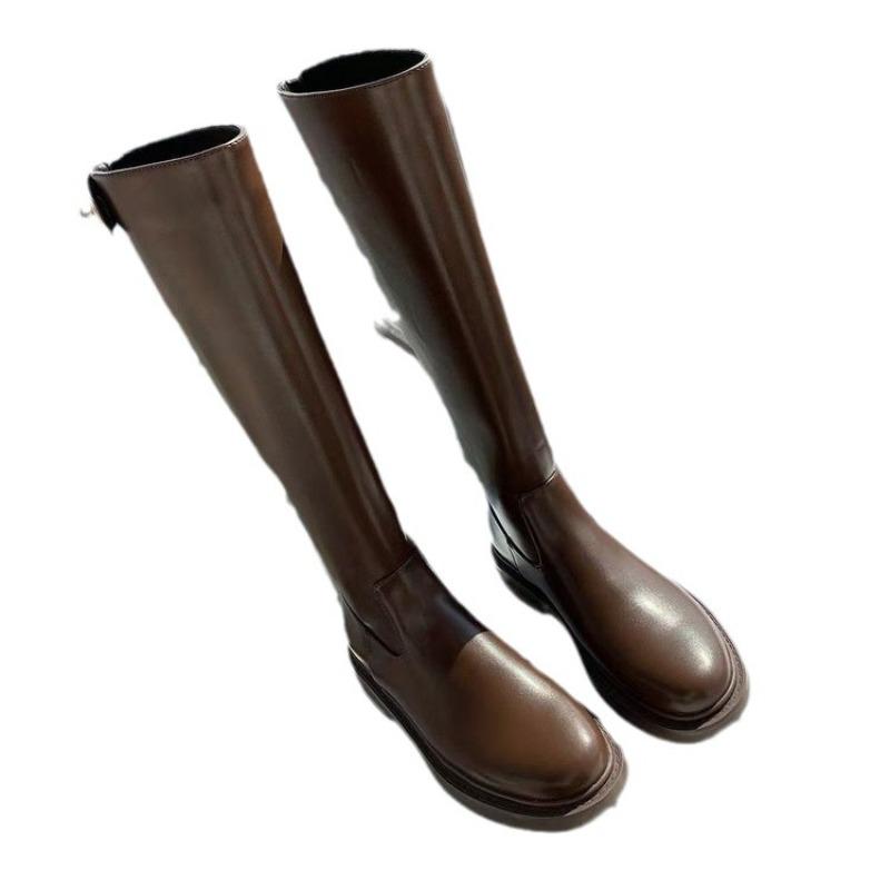 Damesko, Lange støvler, Damesko med tykke legger, Ny stil, Høye støvler, Lange støvler med gylden spenne