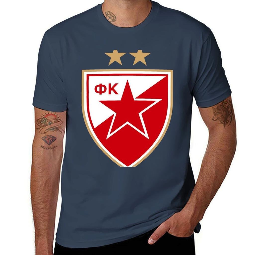 Red Star Belgrade TShirt Outdoor Work Short Sleeve Top