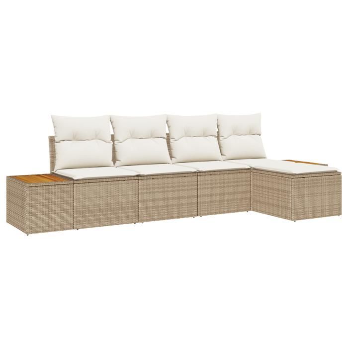 VidaXL Ensemble de canapé de jardin 5 pièces avec coussins beige en poly rotin 3348067