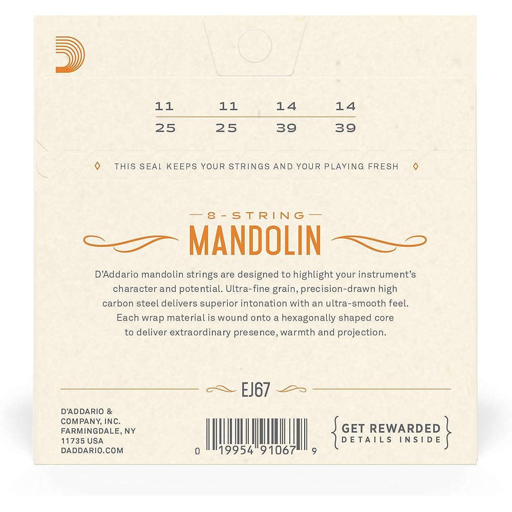 D'Addario Daddario Mandolin String Nickel Medium .011-.039 EJ67 [Domestic Genuine]