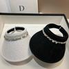 Export Lace Ice Silk Empty Top Hat Summer Eaves Headband Light Luxury Rhinestone Sunshade Sun Hat Women