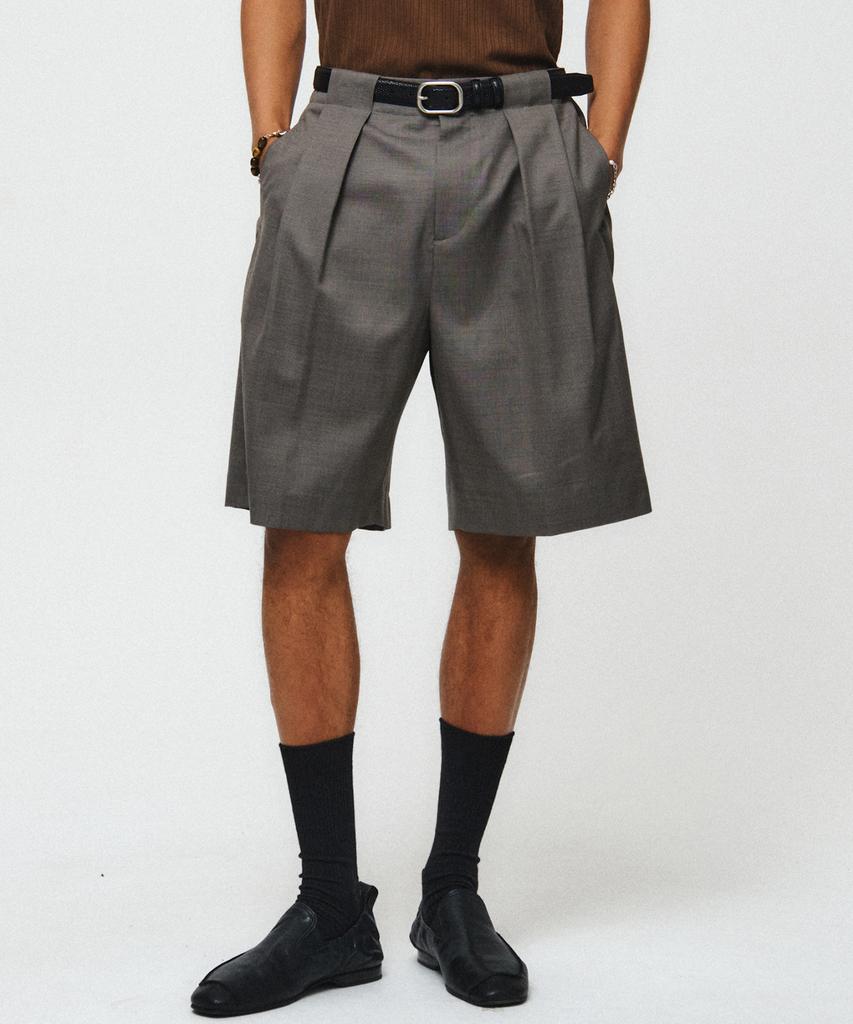 NOIRER Wool Slouch Half Slacks (Brown)