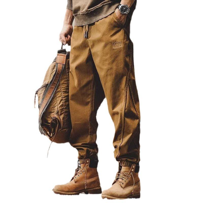 Men's Fashion Solid Color Harem Pants: Casual, Loose, Cuffed, American Style for Spring & Autumn.