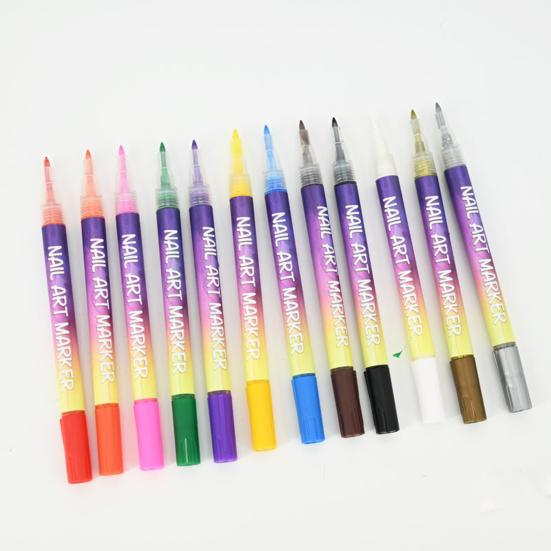 1/13Pcs Nail Art Pens 3D Quick Dry 0.5MM DIY Gel Nail Art Acrylic Paint Markers Nail Point Graffiti Dotting Liner Pen Nail Drawing Painting Tools
