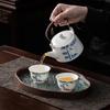 Hand-painted Exquisite Porcelain Octagonal Bamboo Tea Set in Gift Box - Perfect Souvenir for Company Annual Meetings and Outdoor Gatherings