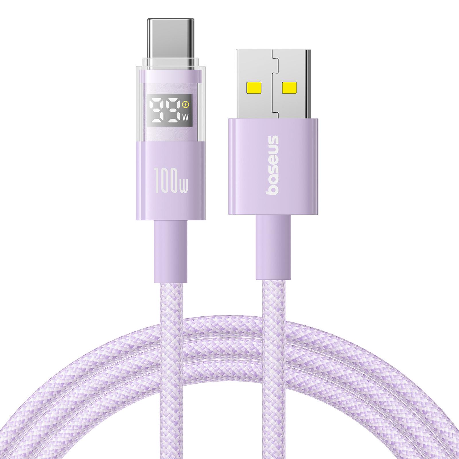 

BASEUS Dispaly II 1m 100W Cable Data Transfer USB-A to USB-C Fast Charging Cord Purple