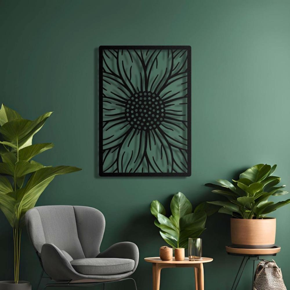 Minimalist Sunflower Metal Wall Art, Modern Nature Decor for Kitchen