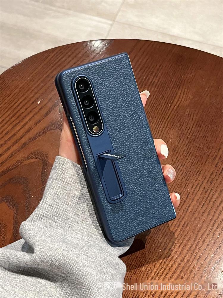 Litchi Leather Foldable Case with Invisible Stand for Honor Magic V3 and Mate X5 - Anti-Fall Protection.