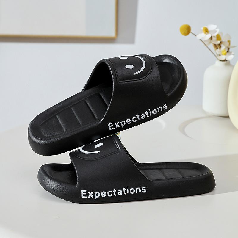 

Тапочки со смайликом женские летние для дома и улицы, толстая подошва, нескользящие, для ванной, домашние сандалии мужские Shoe Size 42-43 Recommended 41-42 Feet