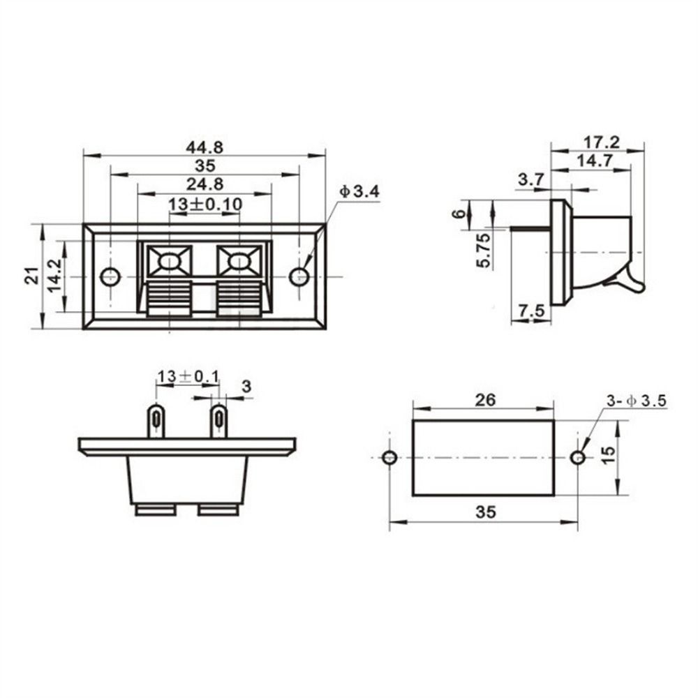 Push in Jack 2 Positions Connector Audio Speaker Terminals Speaker Terminals Spring Load Connector