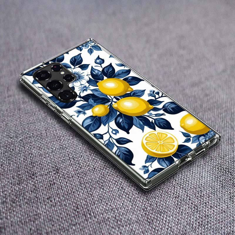 

Mediterranean Lemon Phone Case For Samsung Galaxy S24 S23 S21 S20 FE S22 S26 Ultra S25 Edge S10 Plus Cover Clear TPU Capa Shell Samsung S23 Ultra
